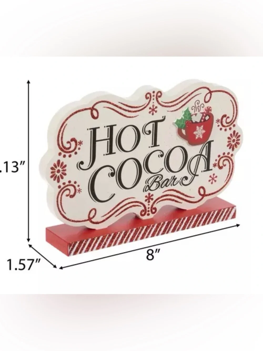Hot Cocoa Bar Glittery Wood Decor